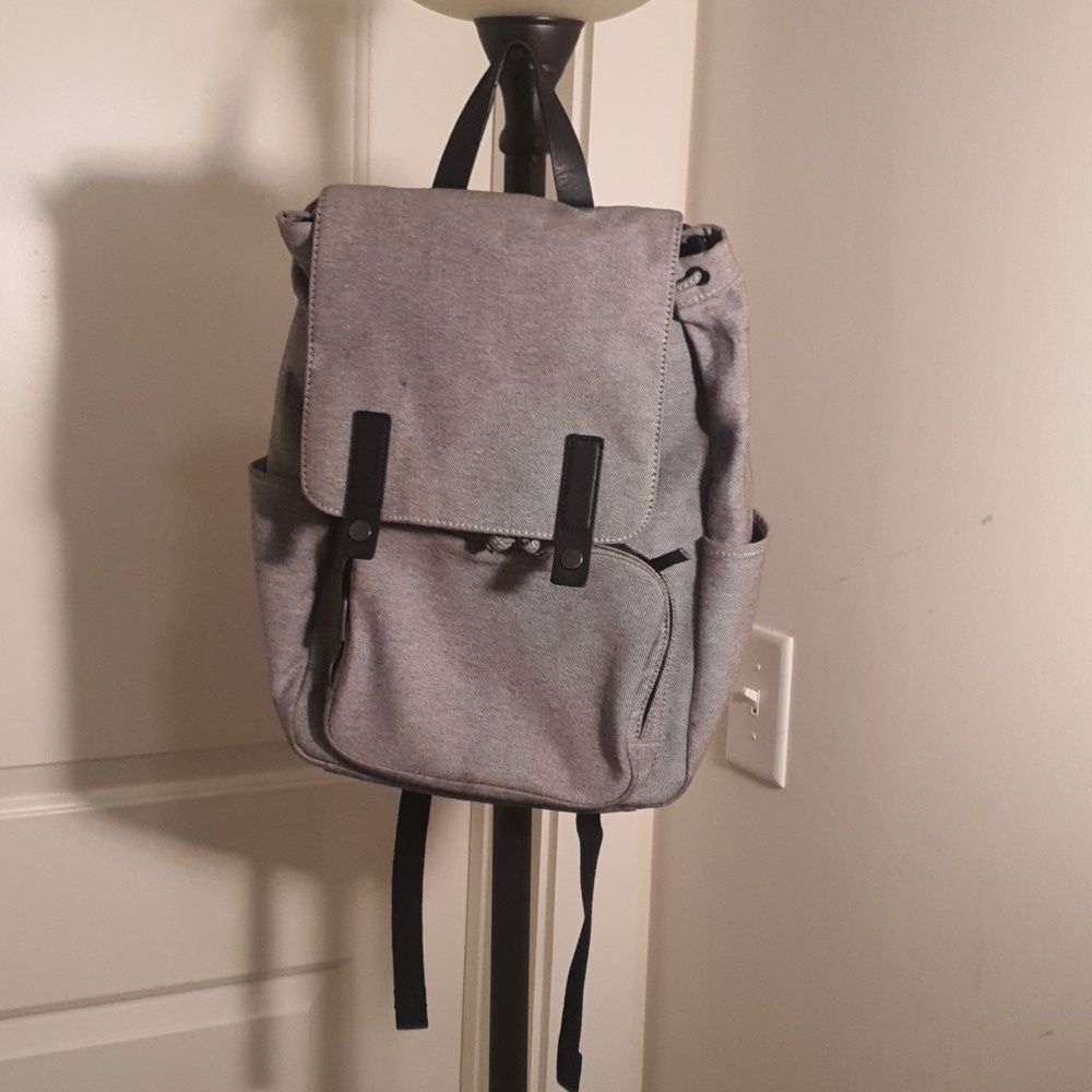 Everlane Backpack The Modern Snap Gray Twill Laptop Bag Drawstring